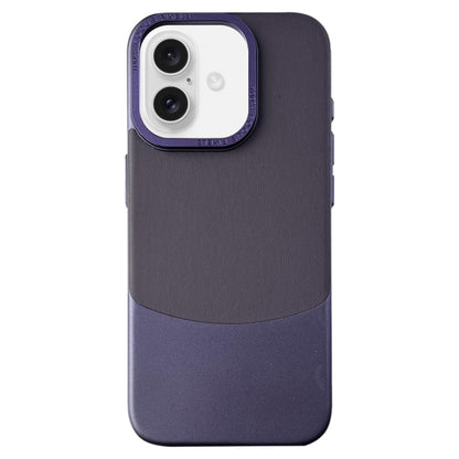 For iPhone 16 Napa Texture PC + Leather Phone Case(Dark Purple) - iPhone 16 Cases by buy2fix | Online Shopping UK | buy2fix