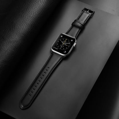 For Apple Watch SE 44mm DUX DUCIS Business Genuine Leather Watch Strap(Black) - Watch Bands by DUX DUCIS | Online Shopping UK | buy2fix