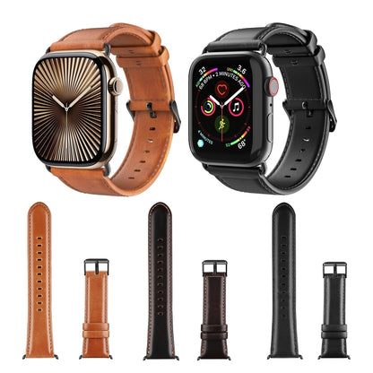 For Apple Watch Series 6 40mm DUX DUCIS Business Genuine Leather Watch Strap(Coffee) - Watch Bands by DUX DUCIS | Online Shopping UK | buy2fix