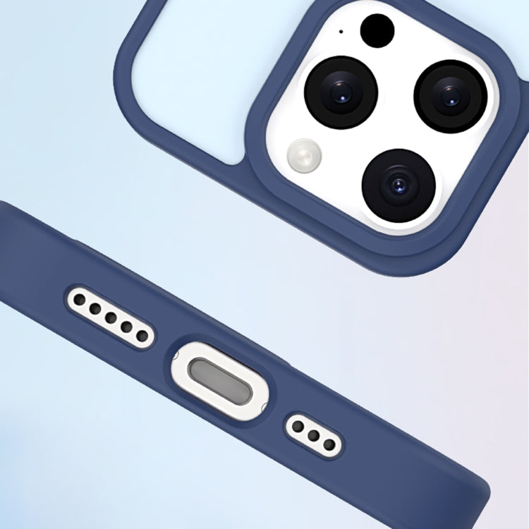 For iPhone 15 Pro Metal Button Skin Feel Matte MagSafe Shockproof Phone Case(Dark Blue) - iPhone 15 Pro Cases by buy2fix | Online Shopping UK | buy2fix