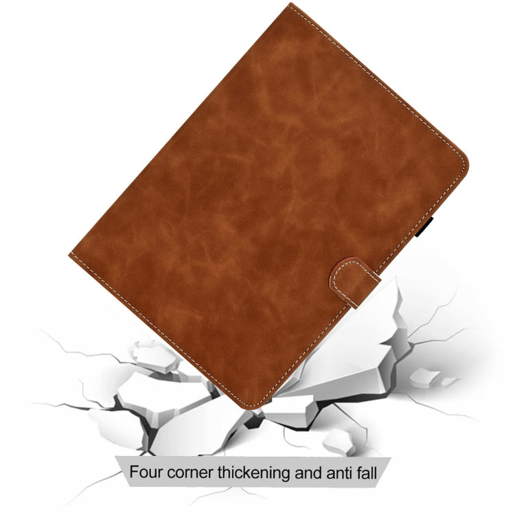 For Lenovo Tab M11 / Xiaoxin Pad 11 2024 Stitching Cowhide Texture Smart Leather Tablet Case(Brown) - Lenovo by buy2fix | Online Shopping UK | buy2fix