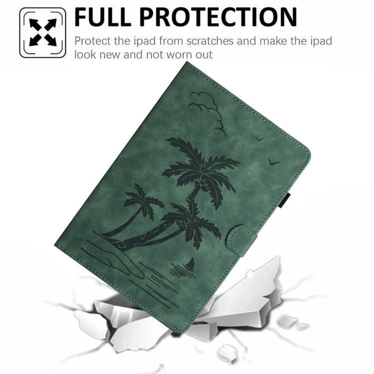 For iPad Pro 11 2024 Coconut Tree Embossed Smart Leather Tablet Case(Green) - iPad Pro 11 2024 Cases by buy2fix | Online Shopping UK | buy2fix