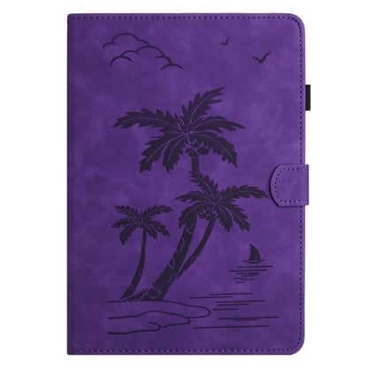 For Samsung Galaxy Tab S9 FE X510/X516B Coconut Tree Embossed Smart Leather Tablet Case(Purple) - Galaxy Tab S9 FE by buy2fix | Online Shopping UK | buy2fix