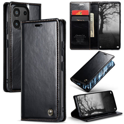 For Xiaomi Redmi Note 13 4G CaseMe 003 Crazy Horse Texture Flip Leather Phone Case(Black) - Xiaomi Cases by CaseMe | Online Shopping UK | buy2fix