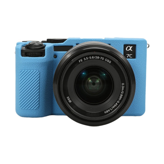 For Sony ILCE-7CM2 / A7C II / A7CR Litchi Texture Soft Silicone Protective Case(Blue) - Protective Case by buy2fix | Online Shopping UK | buy2fix