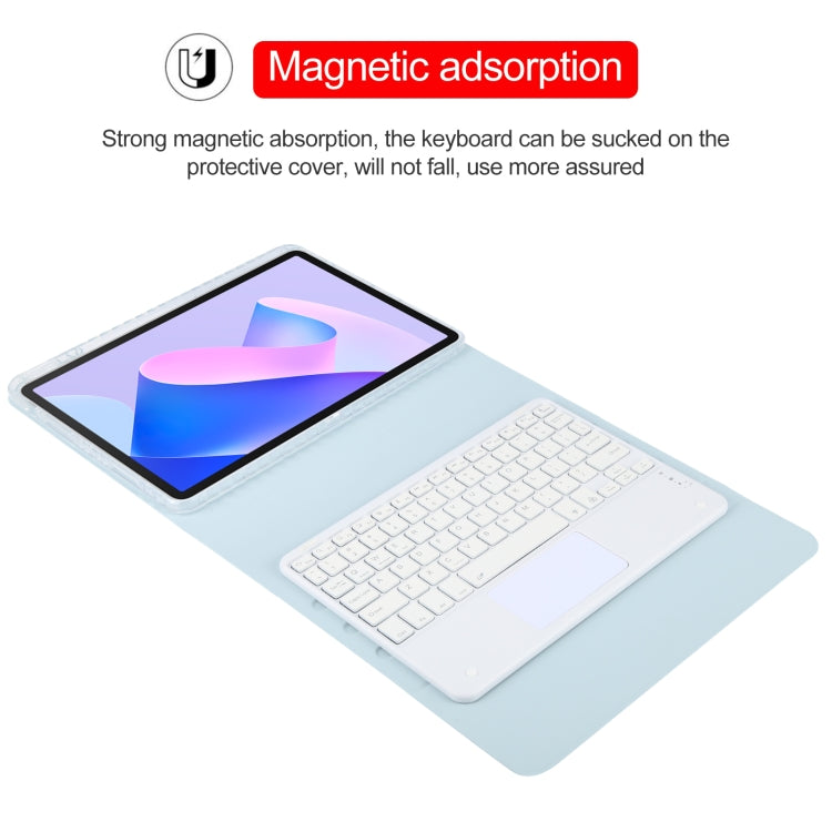 For Huawei MatePad 11 2023 / 2021 Square Button Bluetooth Keyboard Rotatable Holder Leather Case with Touchpad(Sky Blue) - Huawei Keyboard by buy2fix | Online Shopping UK | buy2fix