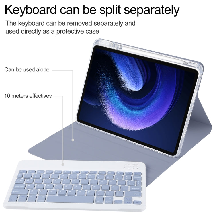 For Xiaomi Pad 6 Square Button Bluetooth Keyboard Rotatable Holder Leather Case(Lavender Purple) - Others Keyboard by buy2fix | Online Shopping UK | buy2fix