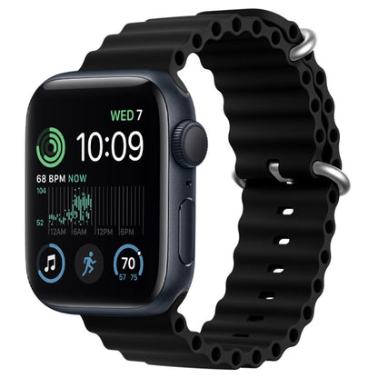 For Apple Watch SE 44mm ZGA Ocean Silicone Watch Band(Black) - Watch Bands by ZGA | Online Shopping UK | buy2fix