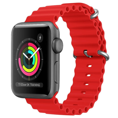 For Apple Watch Series 3 42mm ZGA Ocean Silicone Watch Band(Red) - Watch Bands by ZGA | Online Shopping UK | buy2fix