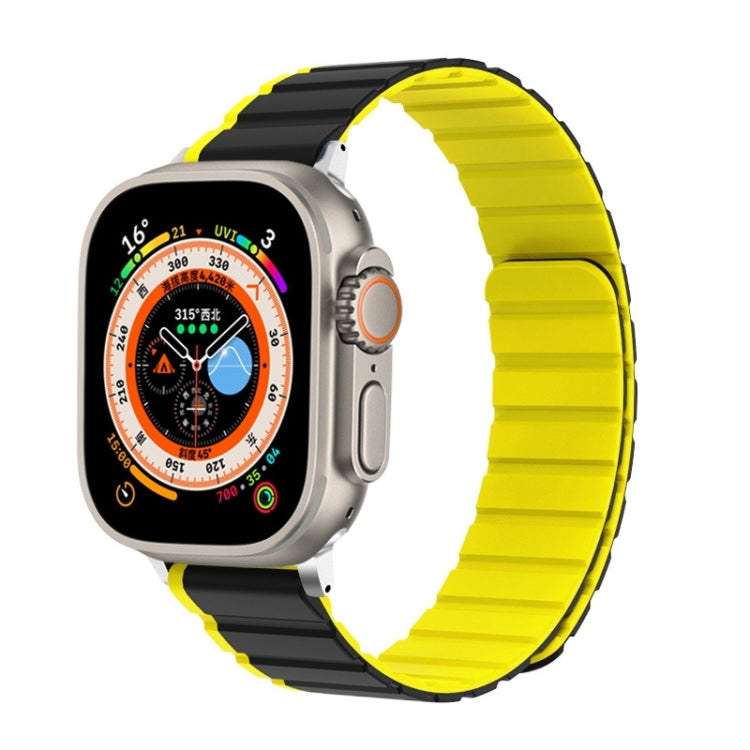 For Apple Watch Ultra 49mm ZGA Two Color Magnetic Silicone Watch Band(Grey+Yellow) - Watch Bands by ZGA | Online Shopping UK | buy2fix