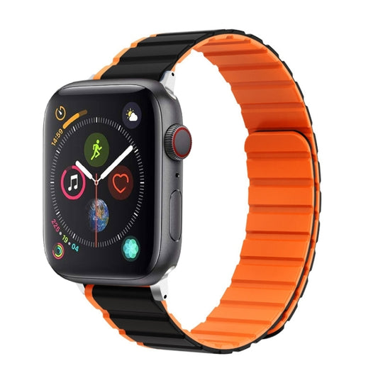 For Apple Watch Series 4 44mm ZGA Two Color Magnetic Silicone Watch Band(Black+Orange) - Watch Bands by ZGA | Online Shopping UK | buy2fix