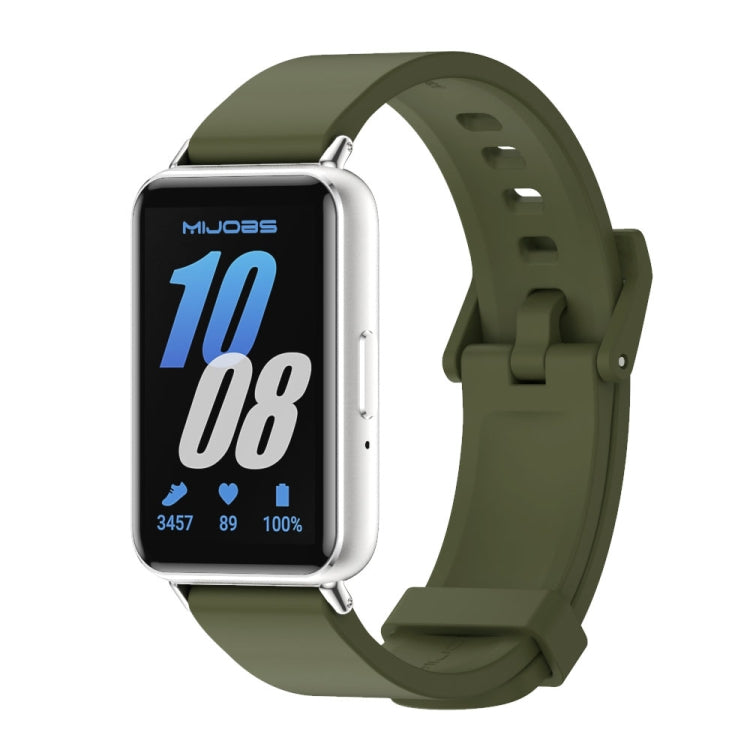 For Samsung Galaxy Fit 3 Mijobs Silicone Watch Band(Army Green+Silver) - Watch Bands by MIJOBS | Online Shopping UK | buy2fix