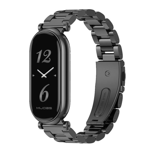 For Xiaomi Mi Band 8 / 9 / 9 NFC Mijobs GT4 Three Beads Metal Watch Band(Black) - Watch Bands by MIJOBS | Online Shopping UK | buy2fix