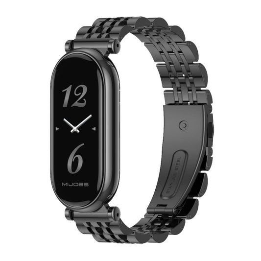 For Xiaomi Mi Band 8 / 9 / 9 NFC Mijobs GT4 Seven Beads Metal Watch Band(Black) - Watch Bands by MIJOBS | Online Shopping UK | buy2fix