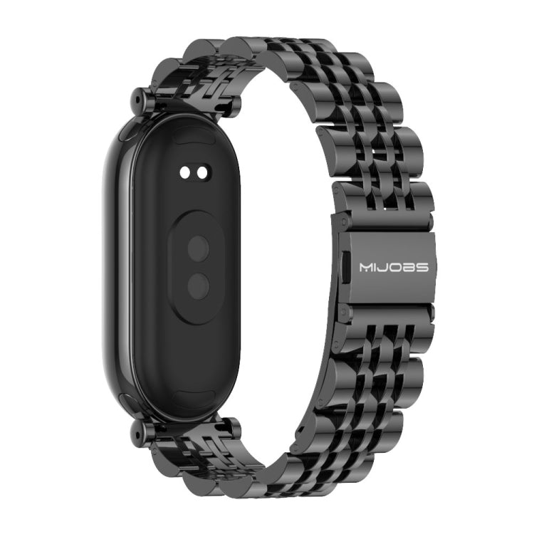 For Xiaomi Mi Band 8 / 9 / 9 NFC Mijobs GT4 Seven Beads Metal Watch Band(Black) - Watch Bands by MIJOBS | Online Shopping UK | buy2fix