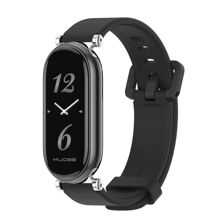 For Xiaomi Mi Band 8 / 9 / 9 NFC Mijobs GT4 Silicone Breathable Watch Band(Black Silver) - Watch Bands by MIJOBS | Online Shopping UK | buy2fix