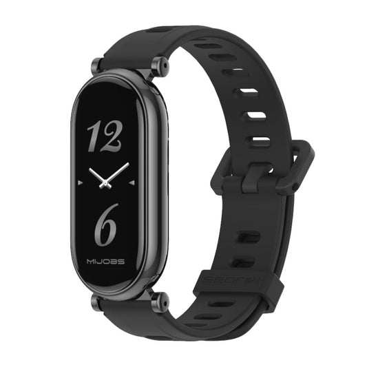 For Xiaomi Mi Band 8 / 9 / 9 NFC Mijobs GT4 Flat Hole Silicone Watch Band(Black) - Watch Bands by MIJOBS | Online Shopping UK | buy2fix