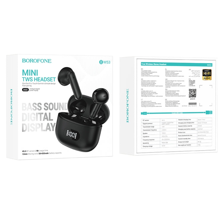 BOROFONE BW53 True Wireless Bluetooth Earphone(Black) - Bluetooth Earphone by Borofone | Online Shopping UK | buy2fix