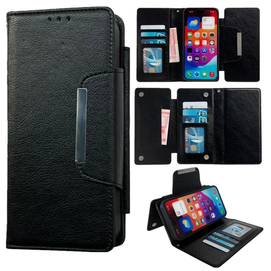 For iPhone 16 Pro Max Multifunctional Seven Cards Wallet Leather Phone Case(Black) - iPhone 16 Pro Max Cases by buy2fix | Online Shopping UK | buy2fix