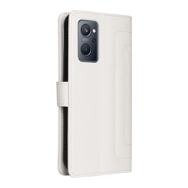 For Realme 9i / OPPO A36 / A96 Diamond Lattice Leather Flip Phone Case(White) - Realme Cases by buy2fix | Online Shopping UK | buy2fix