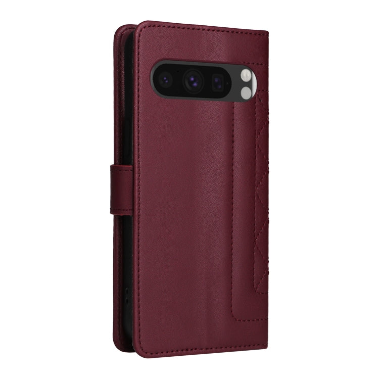 For Google Pixel 9 Pro Diamond Lattice Leather Flip Phone Case(Wine Red) - Google Cases by buy2fix | Online Shopping UK | buy2fix