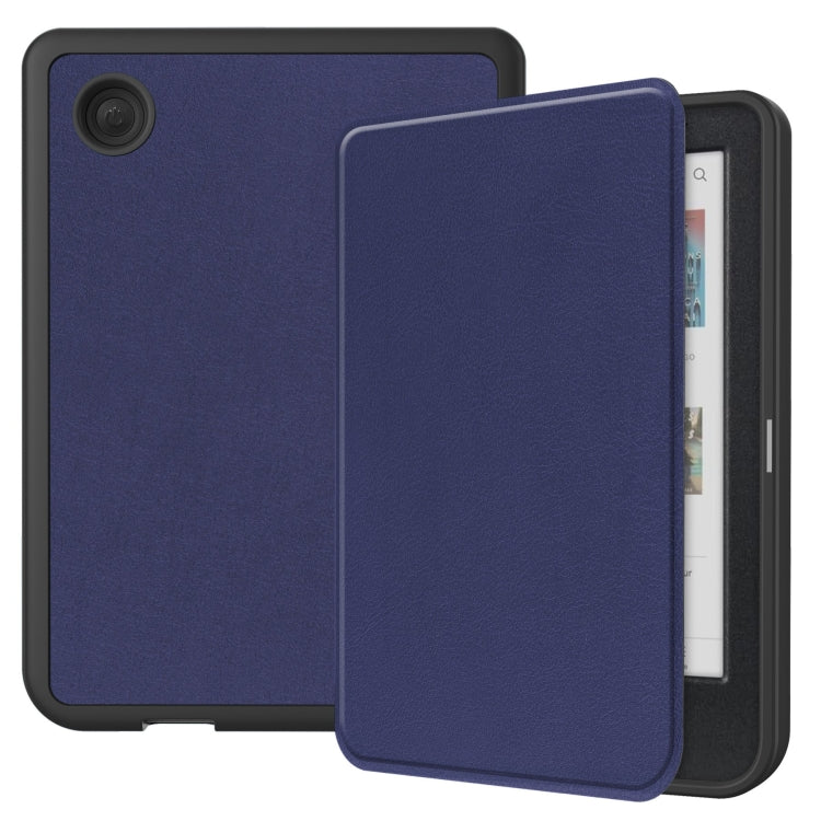 For KOBO Clara Colour 2024 / BW Solid Color Voltage Caster TPU Leather Smart Tablet Case(Dark Blue) - Others by buy2fix | Online Shopping UK | buy2fix