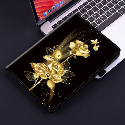 For Samsung Galaxy Tab S9+ / S9 FE+ Crystal Texture Painted Leather Tablet Case(Gold Butterfly Rose) - Galaxy Tab S9+ Cases by buy2fix | Online Shopping UK | buy2fix