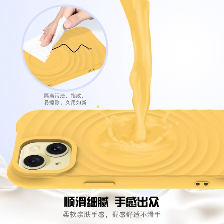 For iPhone 13 mini Wave Texture MagSafe Magnetic Liquid Silicone Phone Case(Yellow) - iPhone 13 mini Cases by buy2fix | Online Shopping UK | buy2fix