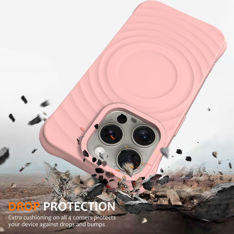 For iPhone 16 Pro Max Wave Texture MagSafe Magnetic Liquid Silicone Phone Case(Pink) - iPhone 16 Pro Max Cases by buy2fix | Online Shopping UK | buy2fix