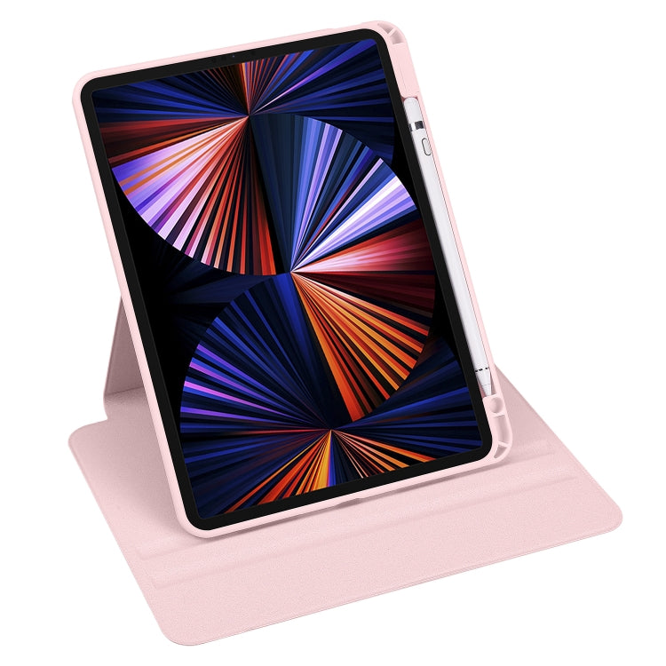 For iPad Air 11 2024 Acrylic 360 Degree Rotation Holder Leather Tablet Case(Sand Pink) - iPad Air 11 2024 Cases by buy2fix | Online Shopping UK | buy2fix