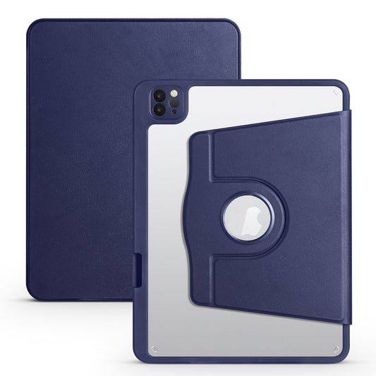 For iPad Air 11 2024 Acrylic 360 Degree Rotation Holder Leather Tablet Case(Dark Blue) - iPad Air 11 2024 Cases by buy2fix | Online Shopping UK | buy2fix