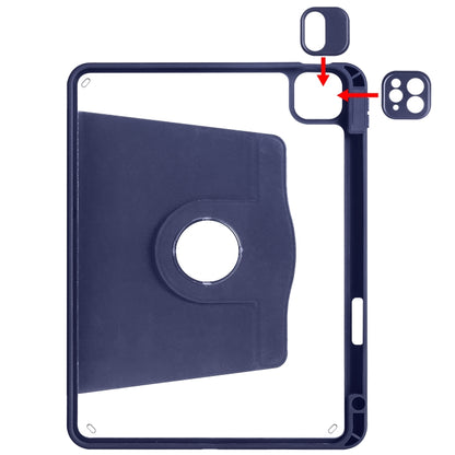 For iPad Air 11 2024 Acrylic 360 Degree Rotation Holder Leather Tablet Case(Dark Blue) - iPad Air 11 2024 Cases by buy2fix | Online Shopping UK | buy2fix