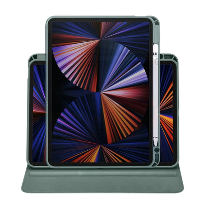 For iPad Pro 11 2024 Acrylic 360 Degree Rotation Holder Leather Tablet Case(Pine Green) - iPad Pro 11 2024 Cases by buy2fix | Online Shopping UK | buy2fix