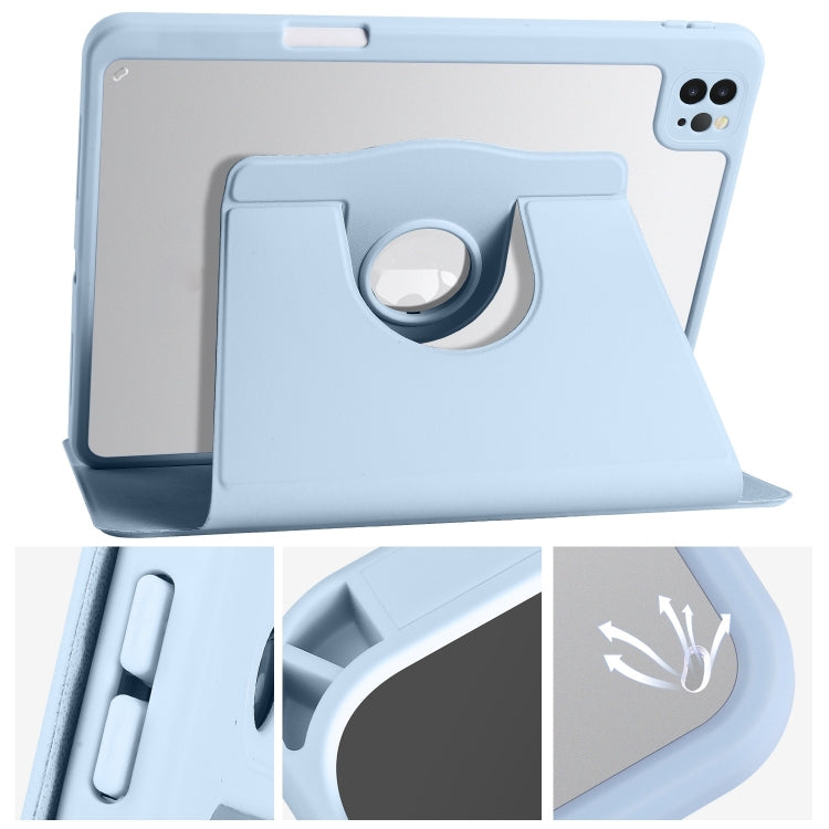 For iPad Pro 13 2024 Acrylic 360 Degree Rotation Holder Leather Tablet Case(Ice Blue) - iPad Pro 13 2024 Cases by buy2fix | Online Shopping UK | buy2fix