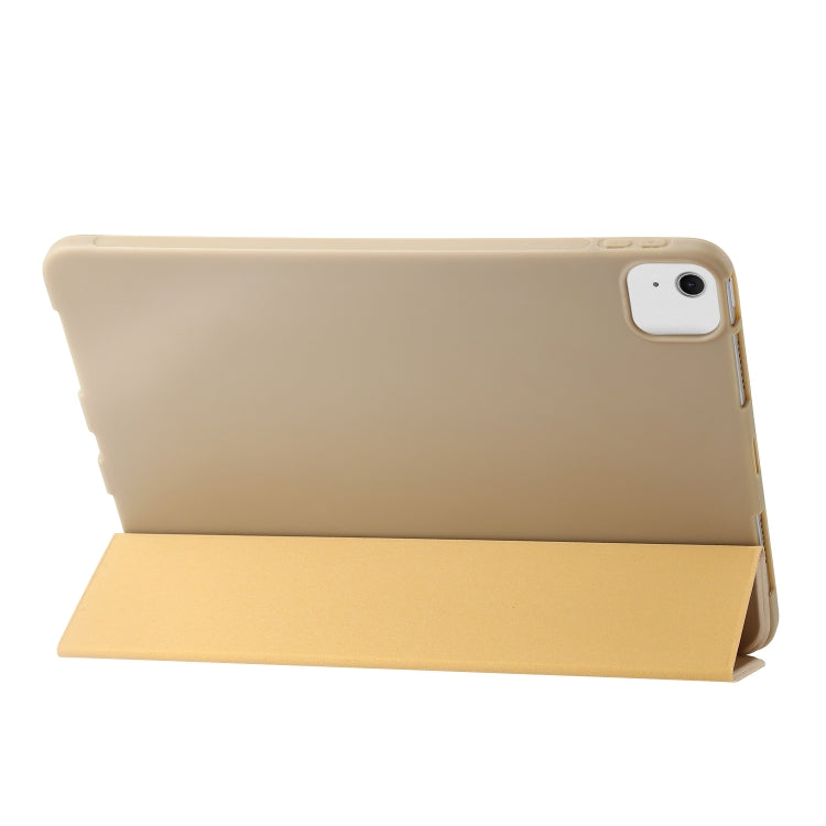 For iPad Air 11 2024 Three-fold Holder Flip Tablet Leather Case(Gold) - iPad Air 11 2024 Cases by buy2fix | Online Shopping UK | buy2fix