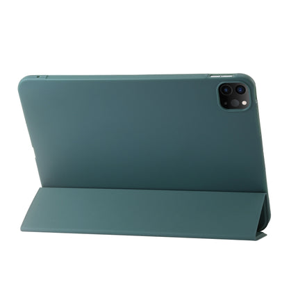 For iPad Pro 11 2024 Three-fold Holder Flip Tablet Leather Case(Dark Green) - iPad Pro 11 2024 Cases by buy2fix | Online Shopping UK | buy2fix