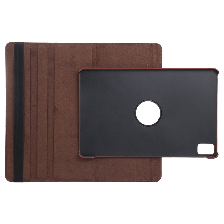 For iPad Pro 11 2024 360 Degree Rotation Litchi Texture Leather Tablet Case with Holder(Brown) - iPad Pro 11 2024 Cases by buy2fix | Online Shopping UK | buy2fix