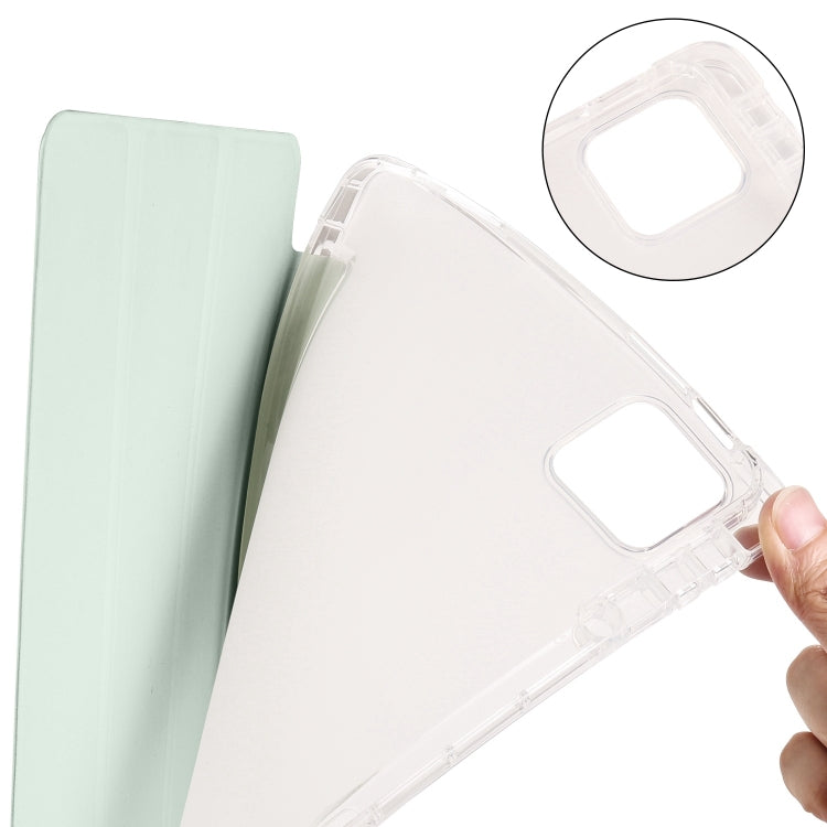 For iPad Pro 13 2024 3-fold Clear TPU Smart Leather Tablet Case with Pen Slot(Light Green) - iPad Pro 13 2024 Cases by buy2fix | Online Shopping UK | buy2fix