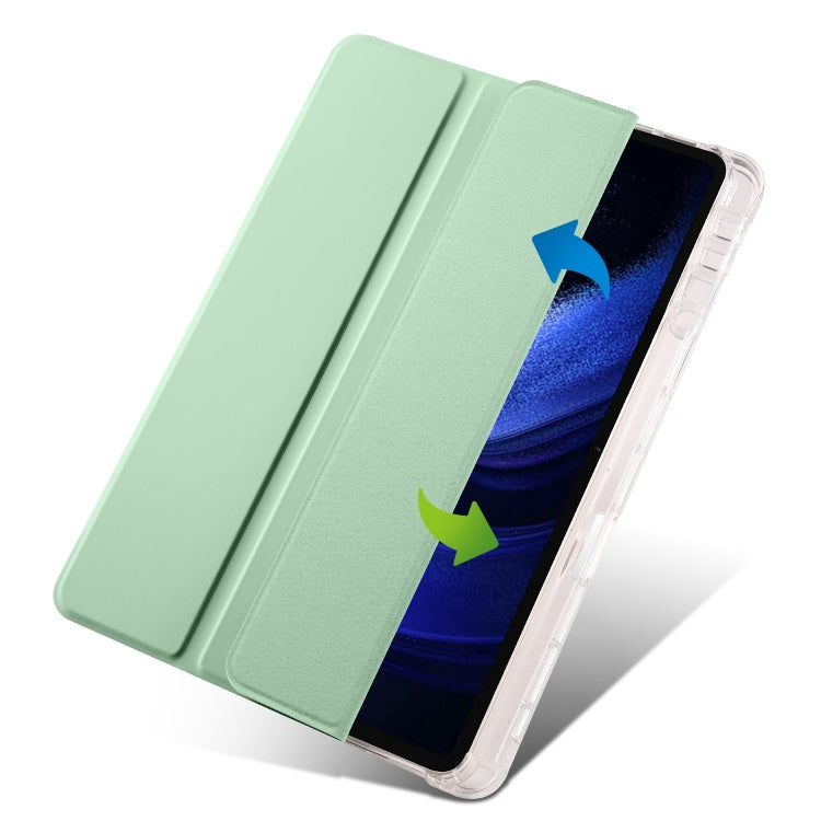 For iPad Pro 11 2024 3-fold Clear TPU Smart Leather Tablet Case with Pen Slot(Green) - iPad Pro 11 2024 Cases by buy2fix | Online Shopping UK | buy2fix