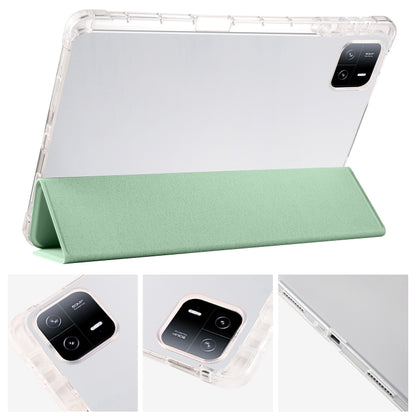 For iPad Air 13 2024 3-fold Clear TPU Smart Leather Tablet Case with Pen Slot(Green) - iPad Air 13 2024 Cases by buy2fix | Online Shopping UK | buy2fix