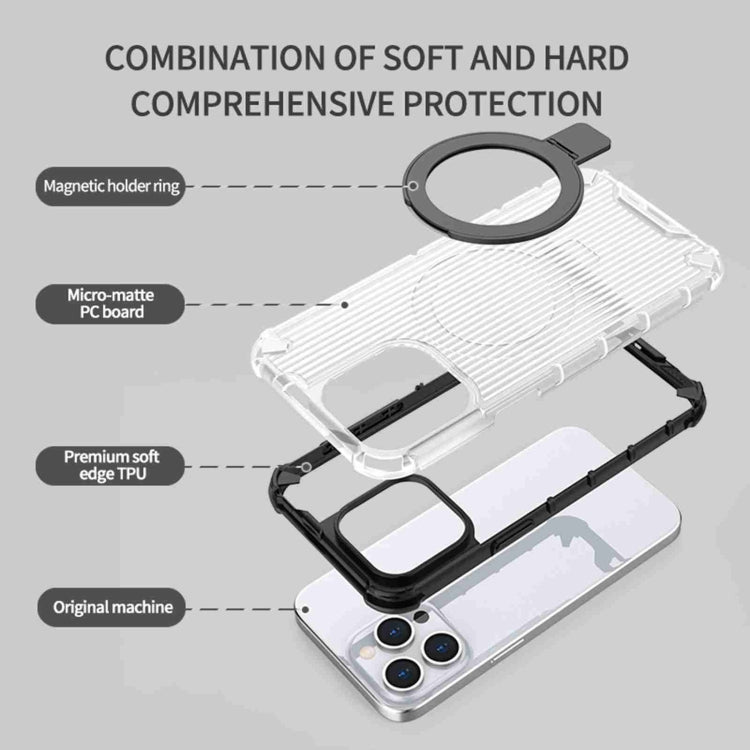 For iPhone 16 Pro Max Grating Holder Shockproof Phone Case(Transparent) - iPhone 16 Pro Max Cases by buy2fix | Online Shopping UK | buy2fix