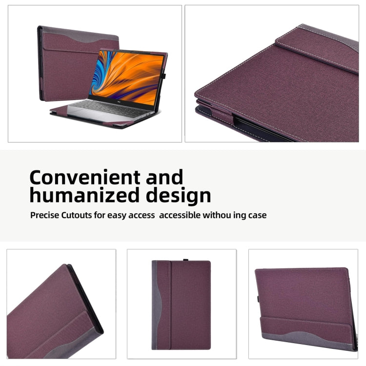 For HP Pavilion X360 Convertible 14-dy Leather Laptop Shockproof Protective Case(Wine Red) - Screen & Keyboard Cover by buy2fix | Online Shopping UK | buy2fix