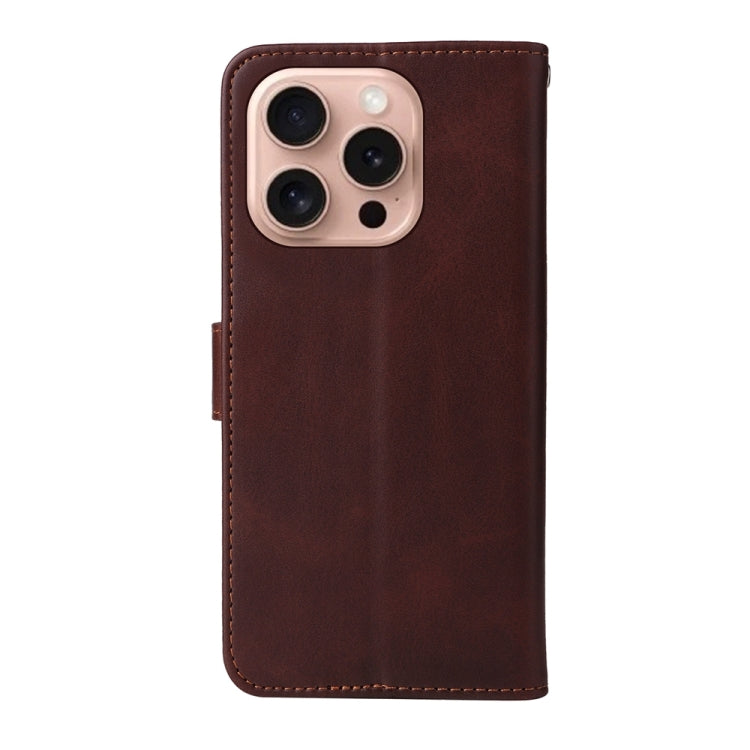 For iPhone 16 Pro Classic Calf Texture Flip Leather Phone Case(Brown) - iPhone 16 Pro Cases by buy2fix | Online Shopping UK | buy2fix