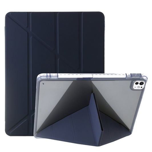 For iPad Pro 11 2024 Clear Acrylic Deformation Leather Tablet Case(Dark Blue) - iPad Pro 11 2024 Cases by buy2fix | Online Shopping UK | buy2fix