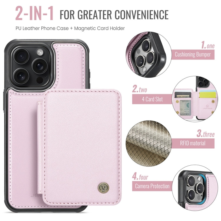 For iPhone 15 Pro Max JEEHOOD J05 Business Magnetic Style RFID Leather Phone Case(Pink) - iPhone 15 Pro Max Cases by JEEHOOD | Online Shopping UK | buy2fix