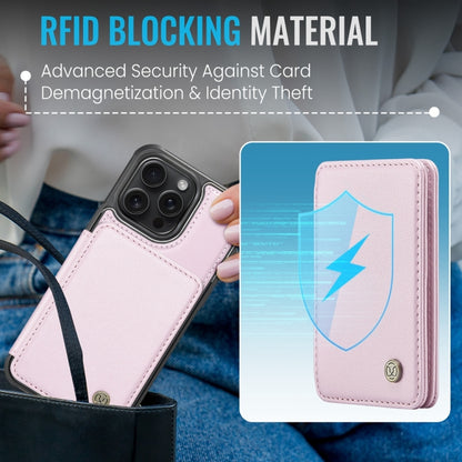 For iPhone 15 Pro Max JEEHOOD J05 Business Magnetic Style RFID Leather Phone Case(Pink) - iPhone 15 Pro Max Cases by JEEHOOD | Online Shopping UK | buy2fix