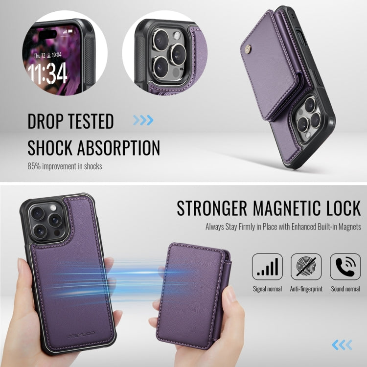 For iPhone 16 Pro JEEHOOD J05 Business Magnetic Style RFID Leather Phone Case(Purple) - iPhone 16 Pro Cases by JEEHOOD | Online Shopping UK | buy2fix