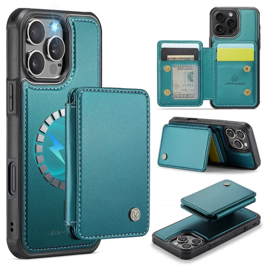 For iPhone 16 Pro JEEHOOD J05 Business Magnetic Style RFID Leather Phone Case(Blue Green) - iPhone 16 Pro Cases by JEEHOOD | Online Shopping UK | buy2fix