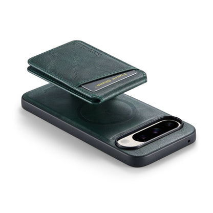 For Google Pixel 9 Fierre Shann Oil Wax Cow Leather Magnetic Card Holder Phone Case(Green) - Google Cases by FIERRE SHANN | Online Shopping UK | buy2fix