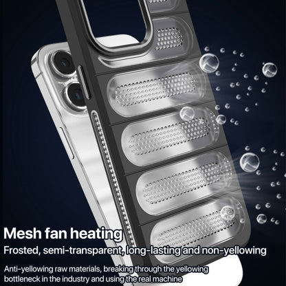 For iPhone 15 Cooling Armor Translucent Mesh Breathable Phone Case(Grey) - iPhone 15 Cases by buy2fix | Online Shopping UK | buy2fix